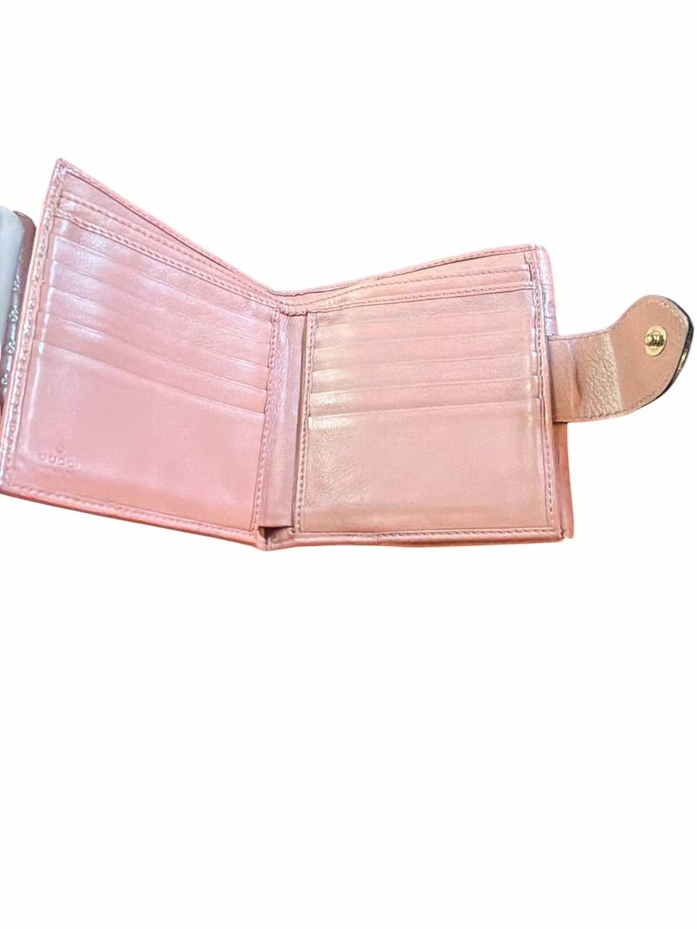 AUTHENTIC Gucci Metallic Pink Guccissima Leather Heart Wallet + COA - Picture 3 of 8